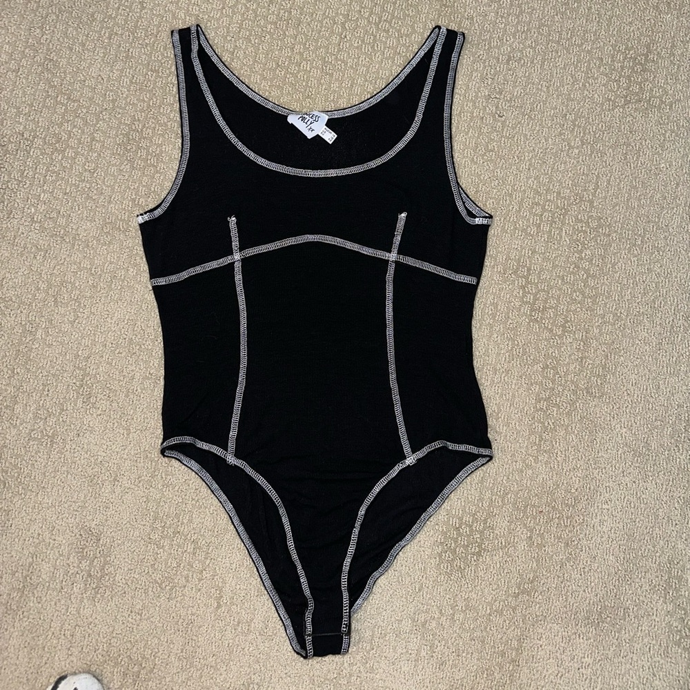 Princess Polly Black Bodysuit with Contrast Stitching